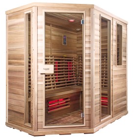 Large infrared sauna for 5-6 people. Entry on the left.