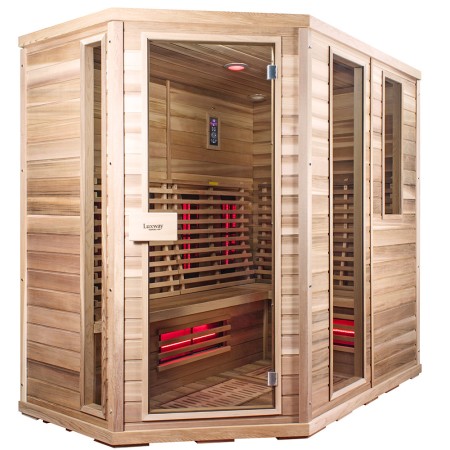 Large infrared sauna for 5-6 people. Entry on the left.