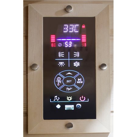 Large infrared sauna for 5-6 people. Entry on the left.