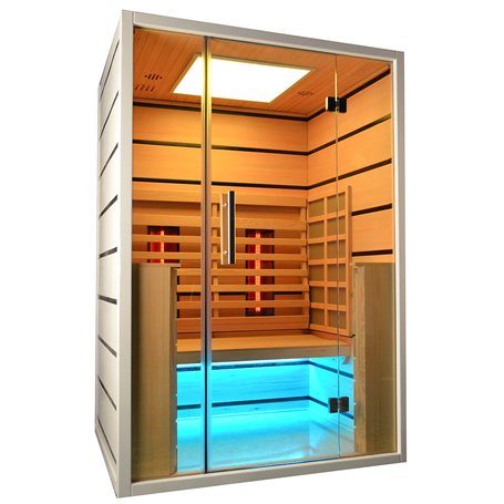 Sauna Infrared for 2 persons Select 2 persons Infrared Sauna for 2 personsSize: 1300 x 1050 x 1900 mmWood: White He