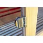 Chromed hinge for sauna door in tempered glass