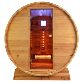 Sauna barrel in Cedar wood with infrared heat
